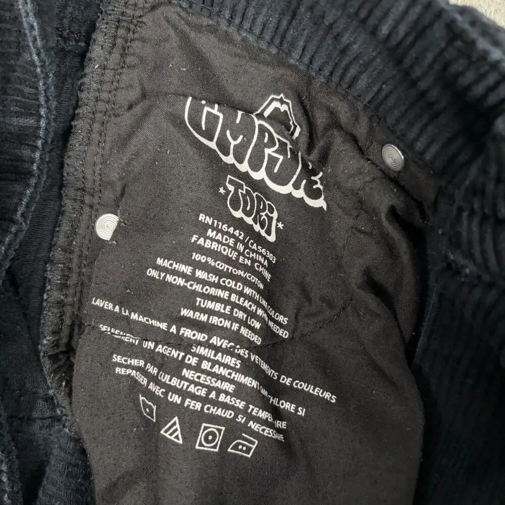 Empyre Tori Black Corduroy Pants Size 0 High Rise Straight Leg Y2K Skater Retro